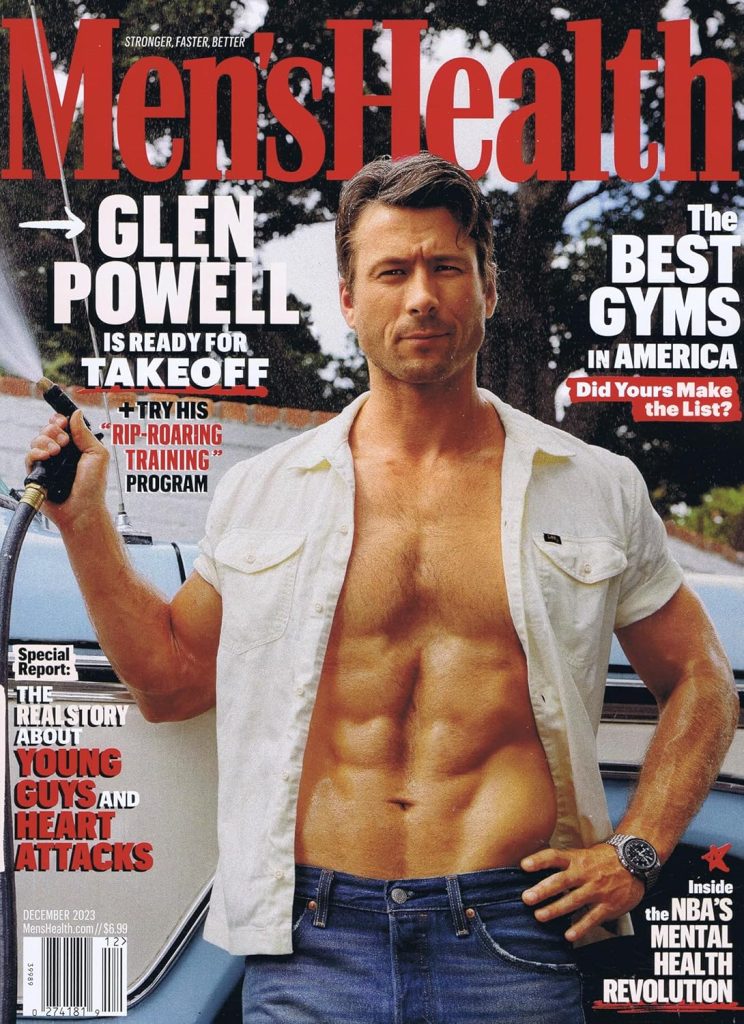 Glen Powell Men’s Health 表紙 筋肉 下着スタイリング